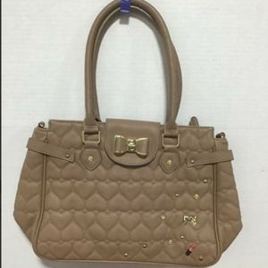 Betsey Johnson Quilted Taupe Purse
